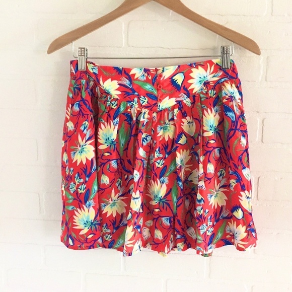 Anthropologie x The Korner Mini Tennis Skirt Coquette Floral Red Yellow Flowy M - Picture 1 of 13
